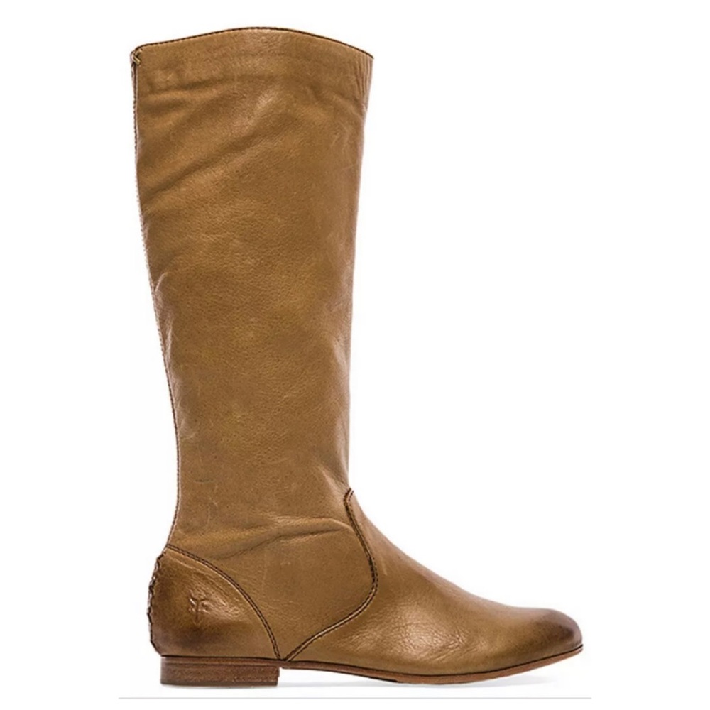 Frye Tan Leather Jillian Pull on Flat Boot…